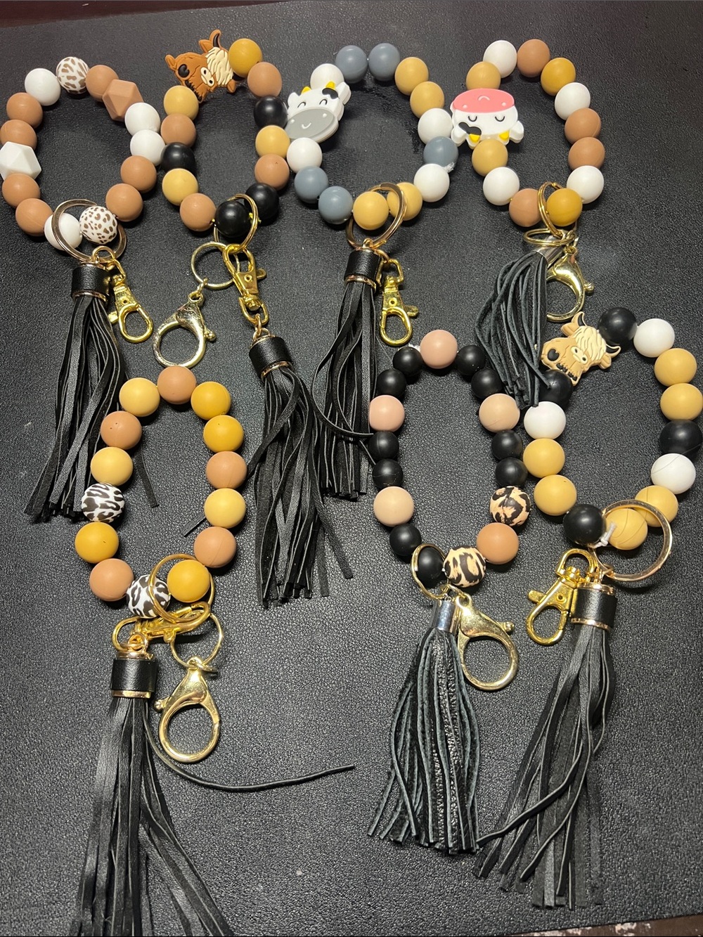 Beaded Tassel Wristlet Keychains - Neutral Mix Price is for all 7